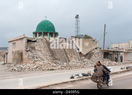 Eine zerstörte Moschee, Maarat Hirmah, Syrien Stockfoto