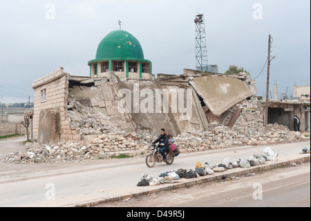 Eine zerstörte Moschee, Maarat Hirmah, Syrien Stockfoto