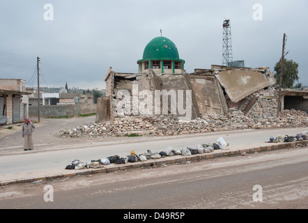 Eine zerstörte Moschee, Maarat Hirmah, Syrien Stockfoto