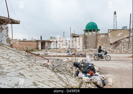 Eine zerstörte Moschee, Maarat Hirmah, Syrien Stockfoto