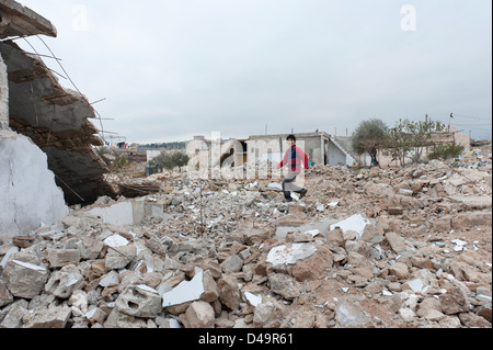 Zerstörte Häuser, Maarat Hirmah, Syrien Stockfoto