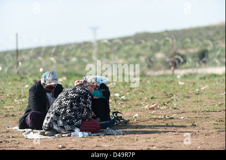 Flüchtlinge in der Atma-Camp an der türkischen Grenze, Syrien Stockfoto