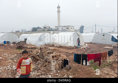 Die Azaz Flüchtlingslager an der türkischen Grenze, Syrien Stockfoto