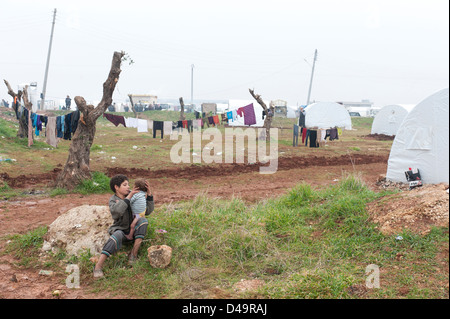 Die Azaz Flüchtlingslager an der türkischen Grenze, Syrien Stockfoto