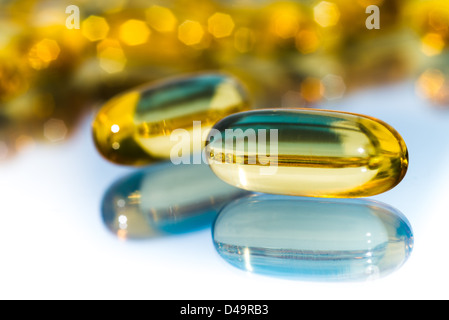 Omega-3 Fettsäure Kapseln Stockfoto