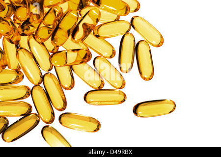 Dies ist ein Bild von Omega-3 Fischölkapseln. Stockfoto
