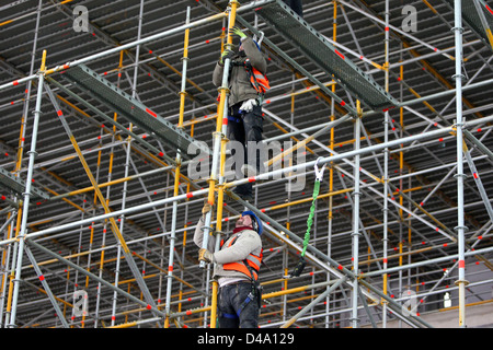 Schönefeld, Deutschland, Geruestbauer auf der BBI-Baustelle Stockfoto