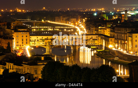 Nacht-Blick über Florenz in Italien Stockfoto