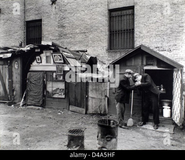 Hütten und Arbeitslose, West Houston und Mercer Street, Manhatt... Stockfoto