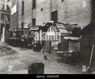 Hütten und Arbeitslose, West Houston und Mercer Street, Manhattan. Stockfoto