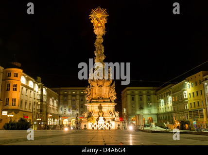 Berühmte barocke Trinity / Pestsäule am Hauptplatz Linz (Hauptplatz), Österreich Stockfoto