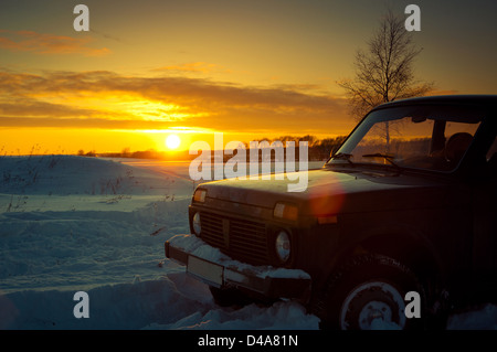 Sowjetische und russische SUV Lada Niva 4 x 4 Stockfoto