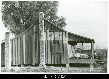 Diese Fotografie aus dem Jahr 1939 zeigt ein Haus eines Fadenkreuzers im Bolivar County, Mississippi, das das ländliche Leben und die landwirtschaftlichen Praktiken afroamerikanischer Familien während der Depression zeigt. Stockfoto