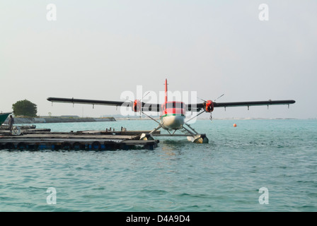 Wasserflugzeug am Flughafen, männlich, malediven Insel Stockfoto