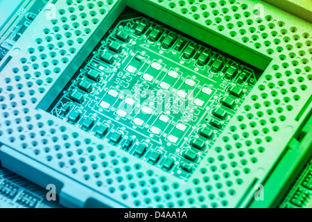 CPU-Sockel auf der Hauptplatine eines Computers Stockfoto