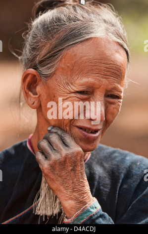 Porträt einer Frau, Luang Nam Tha, Laos Lanten Stockfoto