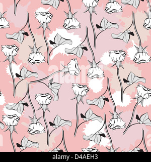 Nahtlose Textur mit Rosen und Flecken. Stockfoto