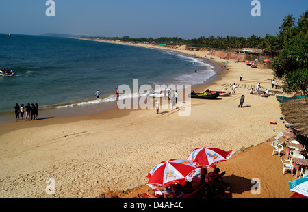 Goa Strand Landschaft Weitwinkelaufnahme. Sinquerim Beach Goa Indien Stockfoto