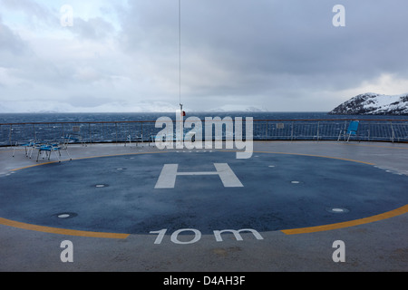 Helikopter-Landeplatz an Bord einer Kreuzfahrt Schiff Norwegen Europa Stockfoto