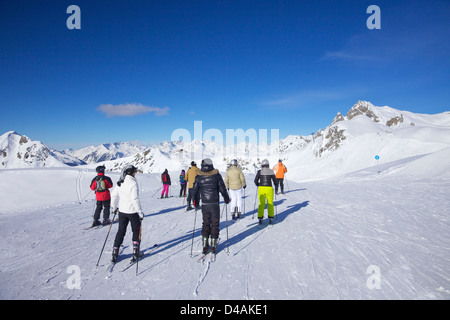 La Tome, blaue Piste, Top La Rossa, winter Sonne, La Plagne, Frankreich, Europa Stockfoto