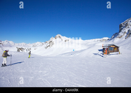 La Tome, blaue Piste, Top La Rossa, winter Sonne, La Plagne, Frankreich, Europa Stockfoto