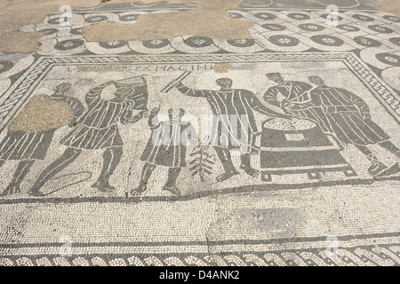 Mosaik in der antiken römischen Stadt Ostia Antica in der Nähe von Rom, Italien Stockfoto