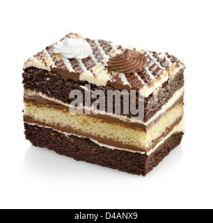 Chocolate Cake Slice auf weißem Hintergrund Stockfoto
