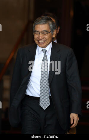 Haruhiko Kuroda, Präsident der Asian Development Bank und Bank of Japan (BOJ) Gouverneur Kandidaten nach Diät hören auf des Oberhauses auf 11. März 2013 Tokio Japan Stockfoto