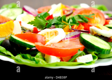 Teller mit geschnittenem Gemüsesalat Stockfoto