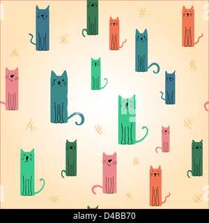 Süße farbige Katze. Vektor-Illustration. Stockfoto