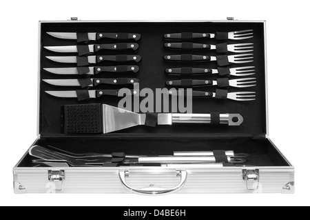 Legen Sie für ein Barbecue auf dem weißen Hintergrund fotografiert wird Stockfoto