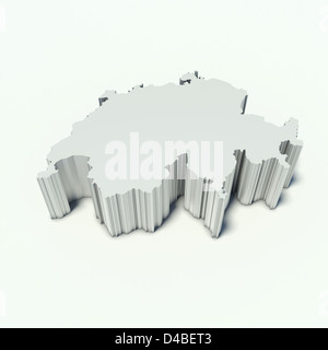 Karte der Schweiz in Sicht und weiß Stockfoto