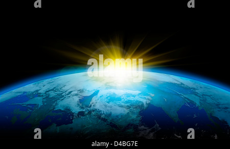 Erde im Sonnenlicht Stockfoto