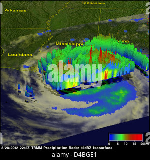 TRMM-Satelliten der NASA sieht Hurrikan Isaac Drench Louisiana [3D Ansicht] Stockfoto