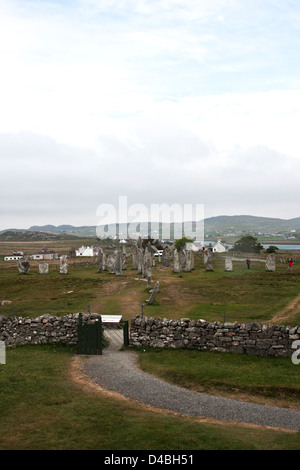 Standing Stones von Callanish, Eisenzeit Gedenkstein auf der Isle of Lewis, äußeren Hebriden, Schottland, Eingang Tor Stockfoto