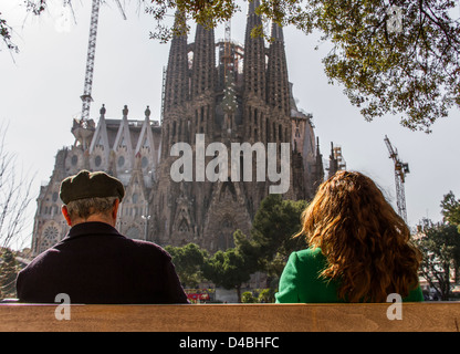 Menschen im Museu del Temple Expiatori De La Sagrada Familia Stockfoto