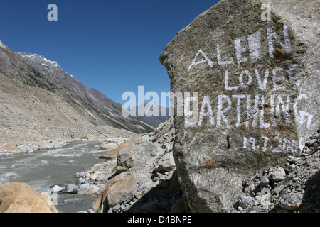 Graffiti in der Nähe von Gaumukh. Stockfoto