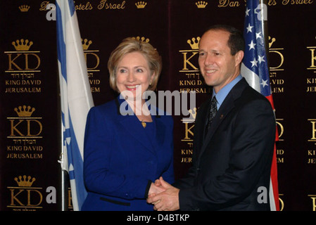 Außenministerin Clinton trifft Bürgermeister von Jerusalem Stockfoto