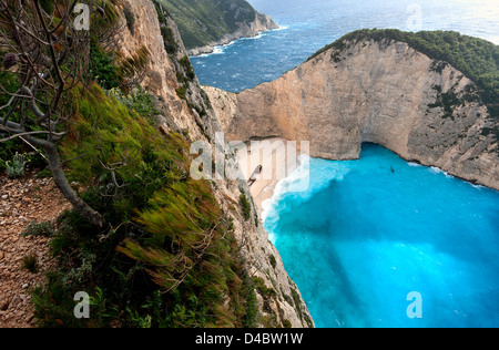 Der berühmte Schiffswrack Strand in Zakynthos (Griechenland) Stockfoto