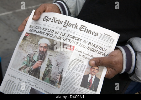 New York City, Vereinigte Staaten, Schlagzeile den Tod von Osama Bin Laden Stockfoto