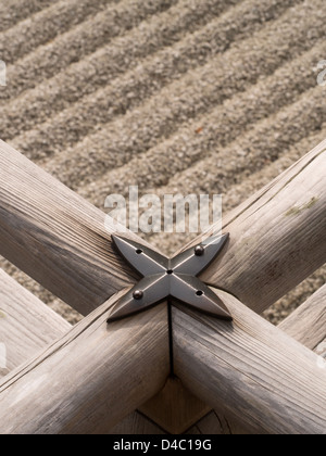 Detail des Banryutei eines Karesansui oder trockenen Steingarten, gesehen von einer Veranda am Kongobuji Tempel, Koyasan. Stockfoto