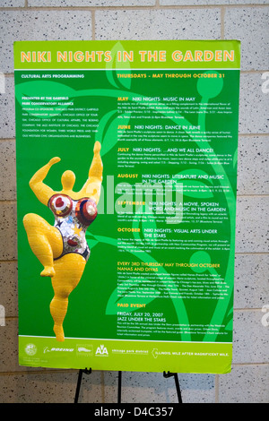 Plakat für Niki in der Garten von Garfield Park Conservatory von Künstlerin Niki de Saint Phalle. Chicago Illinois IL USA Stockfoto