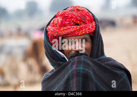 Rajput Mann, Nagaur Rinder Fair, Nagaur, Rajasthan, Indien Stockfoto