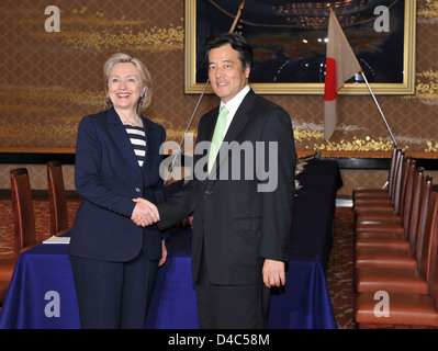 Außenministerin Clinton trifft japanischen Außenminister Katsuya Okada Stockfoto