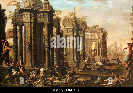 Alessandro Magnasco und Clemente Spera, Bacchanal. ca. 1720-1730 Öl auf Leinwand. Puschkin Museum, Moskau, Russland Stockfoto