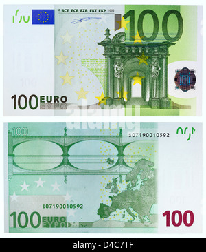 100 Euro-Banknote, Barock und Rokoko Architektur und Brücke, 2002 Stockfoto