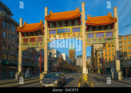 Chinatown Millennium Gate, Vancouver, Britisch-Kolumbien, Kanada Stockfoto