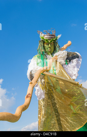 Schauspieler und Geschichtenerzähler, John Conway, "The Green Man", Celtic Festival, Vancouver, Britisch-Kolumbien, Kanada Stockfoto