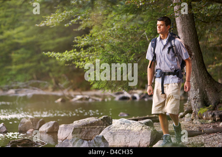 Wanderer am Feldsee, Blackwood Forest, Baden-Württemberg, Deutschland, Europa Stockfoto