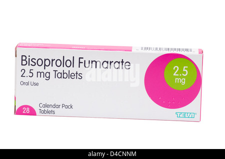 Paket von Bisoprolol Fumarat Beta-Blocker Tabletten Stockfoto